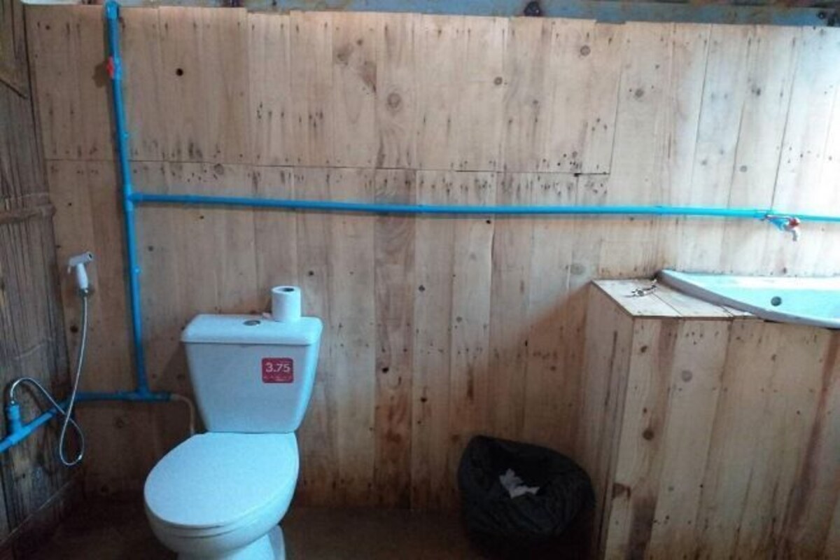 Bathroom | Shower, rainfall showerhead, hair dryer (on request), slippers