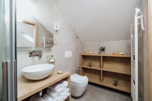 Shower, rainfall showerhead, hair dryer, bathrobes - Guesthouse Iršič (Slovenska Bistrica)