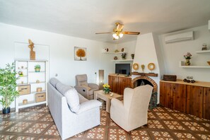 Televisión y chimenea 