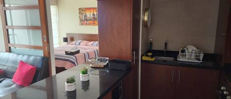 Fridge, microwave, oven, dishwasher