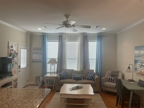 Smart TV, DVD player, books, video library