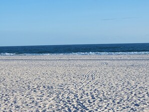 Vlak bij het strand, ligstoelen