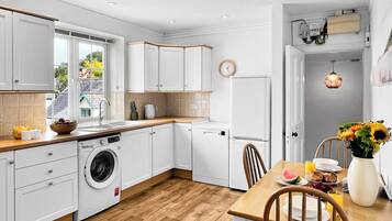 Microwave, oven, dishwasher, high chair