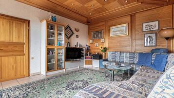 Family House, 3 Bedrooms, Mountainside (Pool Villa Adonis) | Living area | 21-inch flat-screen TV with digital channels, TV, stereo