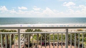 A balcony with a view of the beach and ocean. - Oceanfront 2 BR Condo Amazing Views 3rd Floor! (Myrtle Beach)
