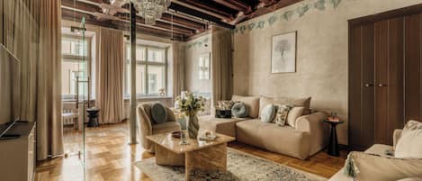 Departamento de diseñador | Área de sala de estar | Smart TV de 52 pulgadas con canales digitales