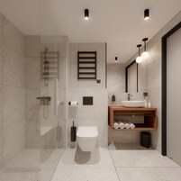 Pancuran mandi, pengering rambut, tuala disediakan, sabun 