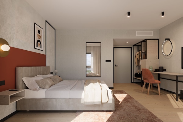 Ropa de cama hipoalergénica, escritorio, wifi gratis y ropa de cama