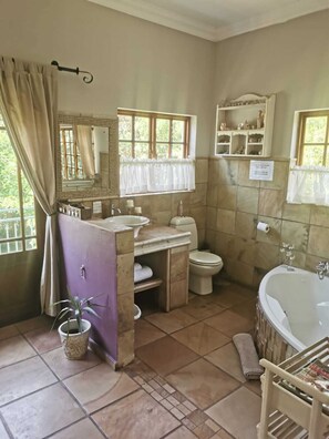 Chambre, 1 lit double, non-fumeurs, baignoire | Salle de bain | Baignoire et douche séparées