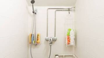 Shower, eco-friendly toiletries, hair dryer, towels