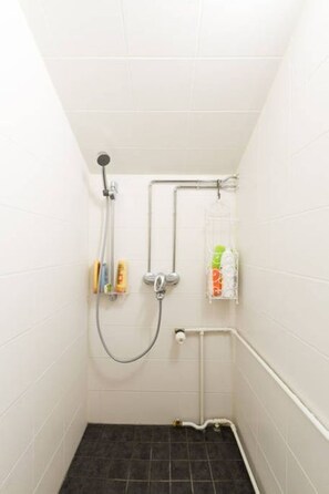 Shower, eco-friendly toiletries, hair dryer, towels