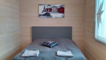 1 bedroom, desk, iron/ironing board, travel cot