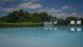 Outdoor pool, pool umbrellas