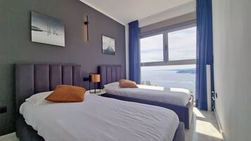 Premier Apartment, 2 Bedrooms, Sea View | Premium bedding, blackout drapes, soundproofing, iron/ironing board