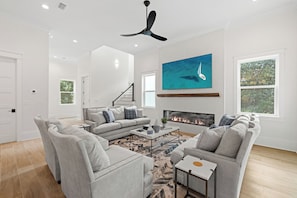 TV, fireplace, offices