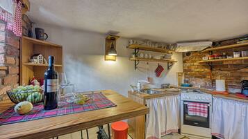 Family House, Multiple Bedrooms, Mountainside (Romantic Haven with Hot Tub) | Private kitchen | Fridge, oven, stovetop, coffee/tea maker
