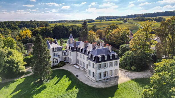 A large, historic mansion with multiple towers and a well-maintained garden. - Exquisite Château de Thauvenay surrounded by Sancerre vineyards, 24 beds 23bath  (Thauvenay)