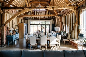 Dining - Luxury Farm Barn with Copper Top Bar and Hot Tub - Located in Rural Suffolk (Oakley)