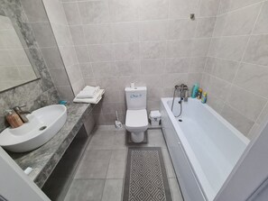 Towels, soap, toilet paper