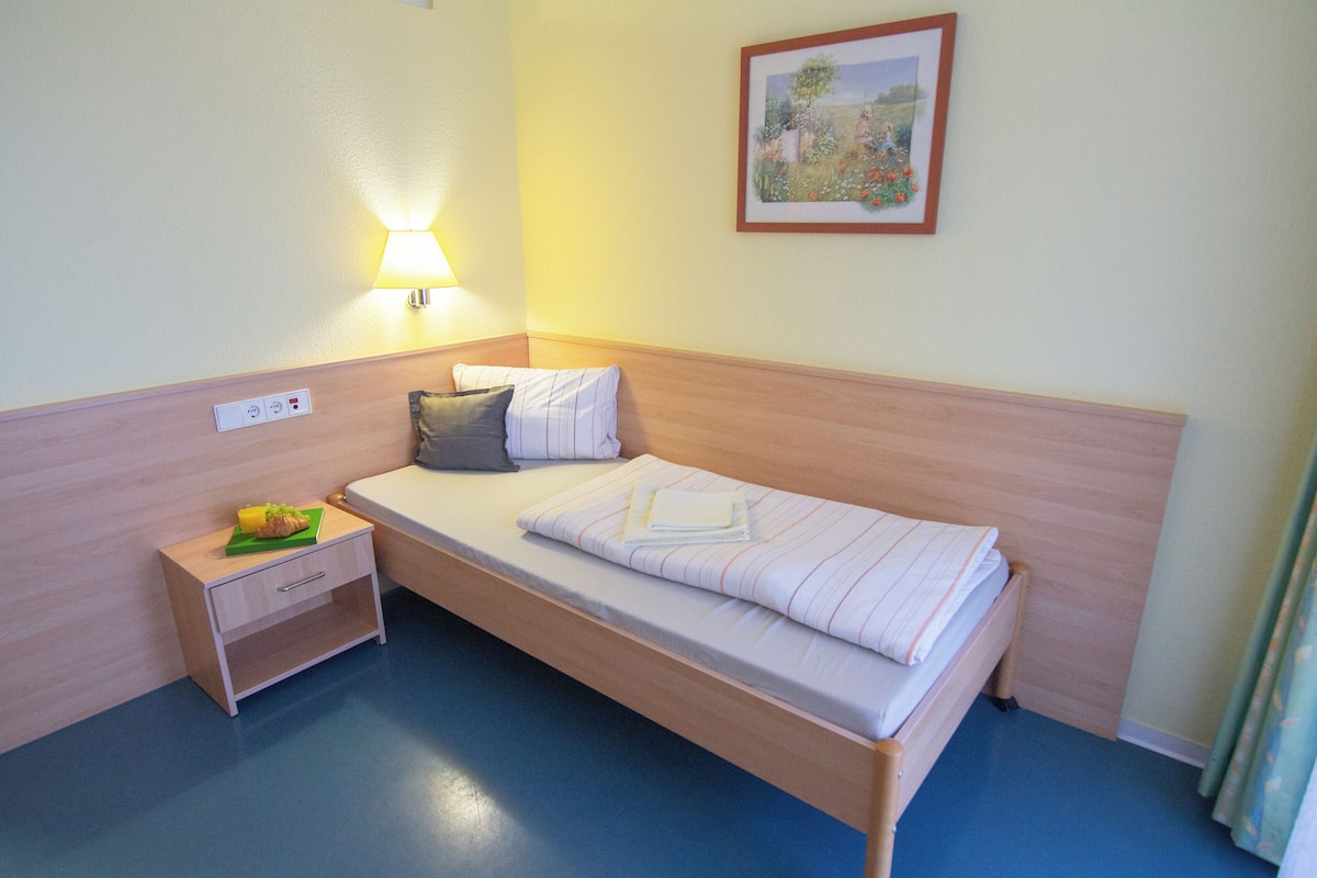 Standaard eenpersoonskamer, 1 eenpersoonsbed | 1 slaapkamer, een kluis op de kamer, een bureau, een laptopwerkplek