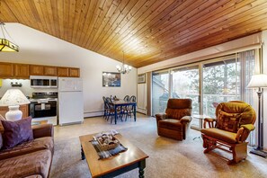 TV - Dog-friendly condo near beach with lake views, hot tub, sauna, pool, dock, grill (Whitefish)