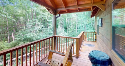 Rustic charmer w/ mountain views, fireplace, grill, yard-Dogs Welcome