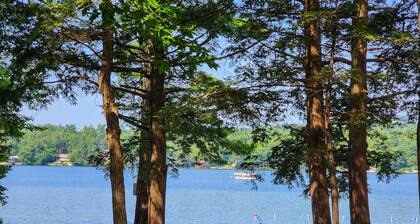 Quintessential lakeside cottage with swimming, picnic tables, & mountain view