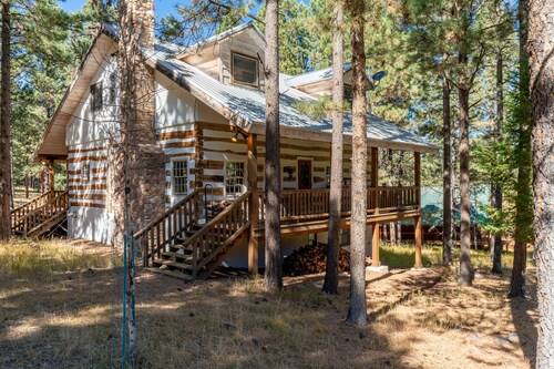 Unique, dog-friendly cabin on the golf course with a fireplace & game room