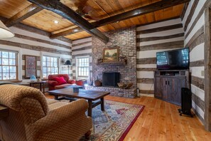 テレビ、暖炉、DVD プレーヤー