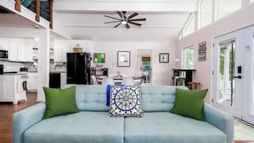 Smart TV, fireplace, table tennis, books