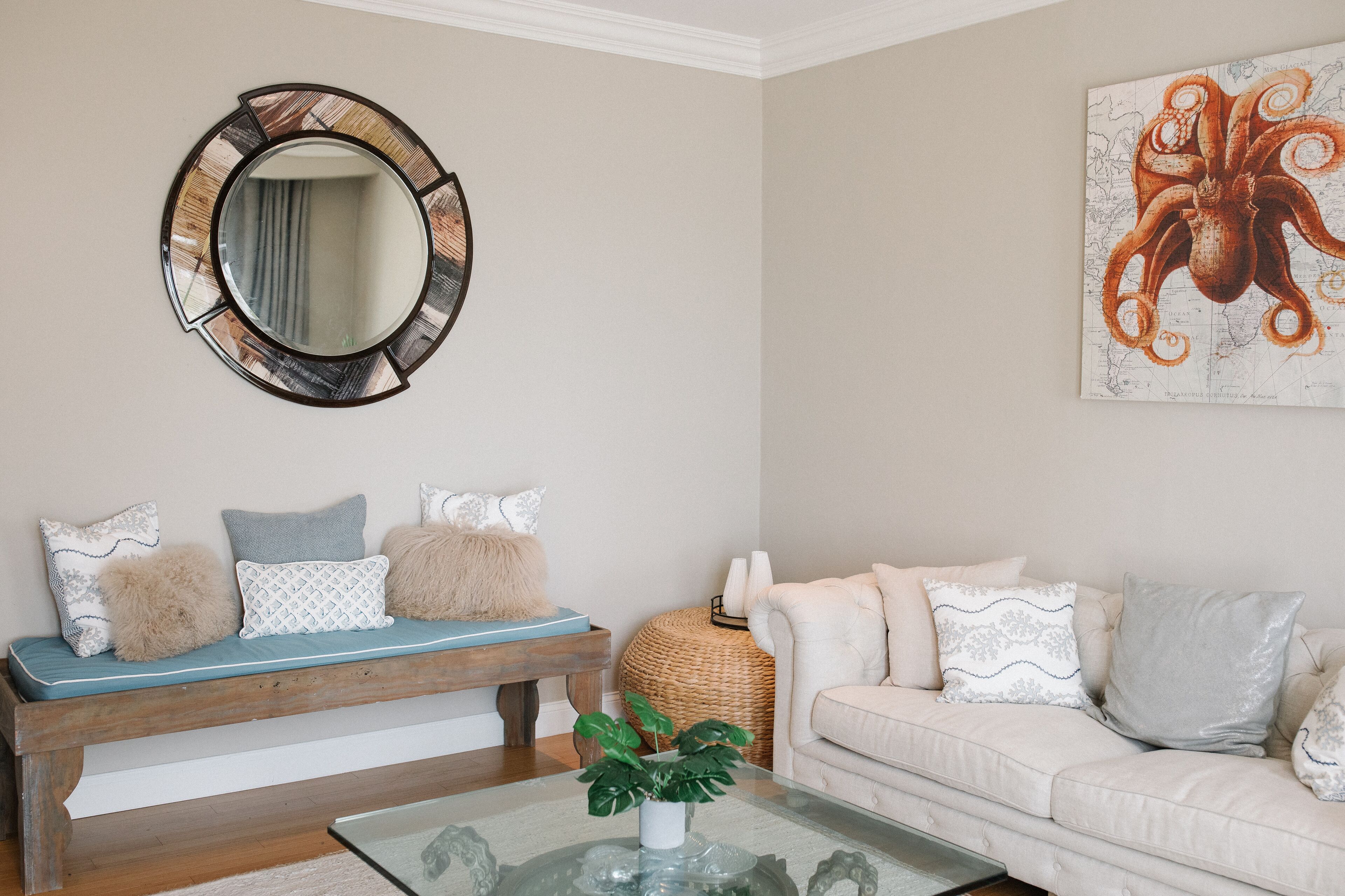 suite | living area | 65-inch smart tv with cable channels, books