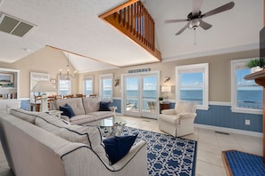 TV, fireplace - Sunwatch: Soundfront, Hot Tub, Private Boat Dock and Community Pool Access (Nags Head)