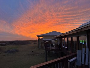Terrace/patio - Spacious Beachfront Home with spectacular views and 30 feet from great fishing! (Grand Isle)