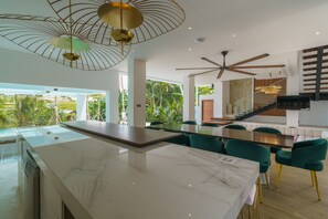 Luxury Villa | Private kitchen | Fridge, microwave, oven, stovetop