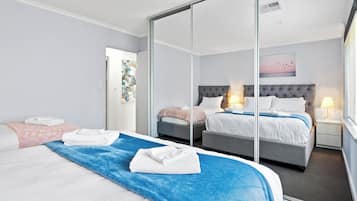 2 bedrooms, desk, iron/ironing board, travel cot