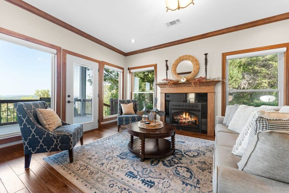 TV, fireplace, video games, DVD player