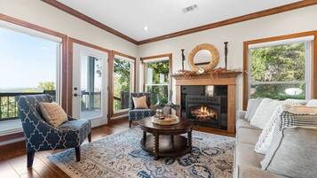 TV, fireplace, video games, DVD player