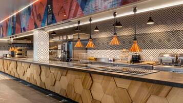 Breakfast, lunch, dinner served; international cuisine