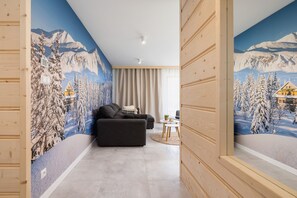 公寓, 1 间卧室, 壁炉, 山景 | 客厅 | 壁炉