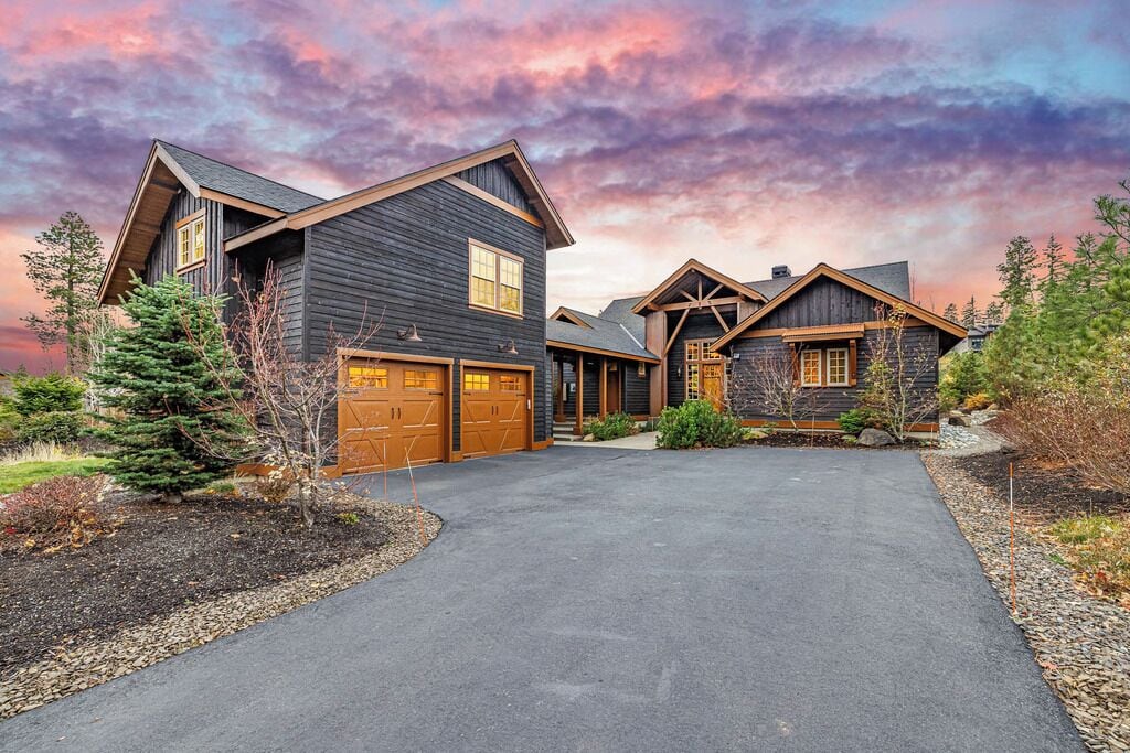 Driveway at Sunset with Full Home View