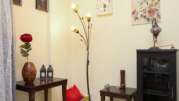City Apartment | Living area | 45-inch LCD TV with cable channels