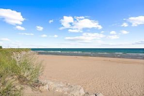 On the beach, beach towels