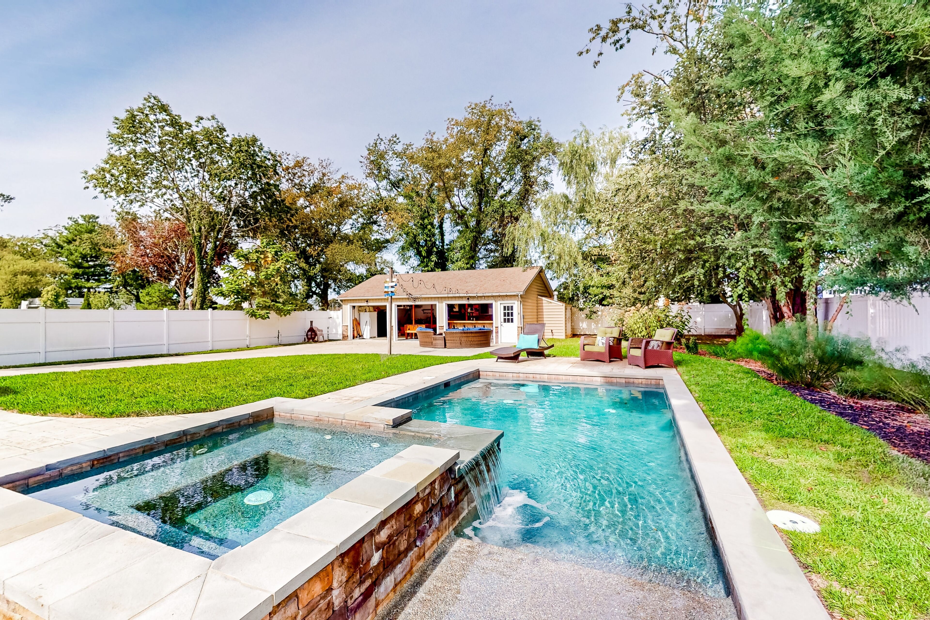 Town of Rehoboth Beach home with pool, hot tub, & game barn - dog-friendly