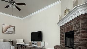 Smart TV, fireplace, table football, ping pong