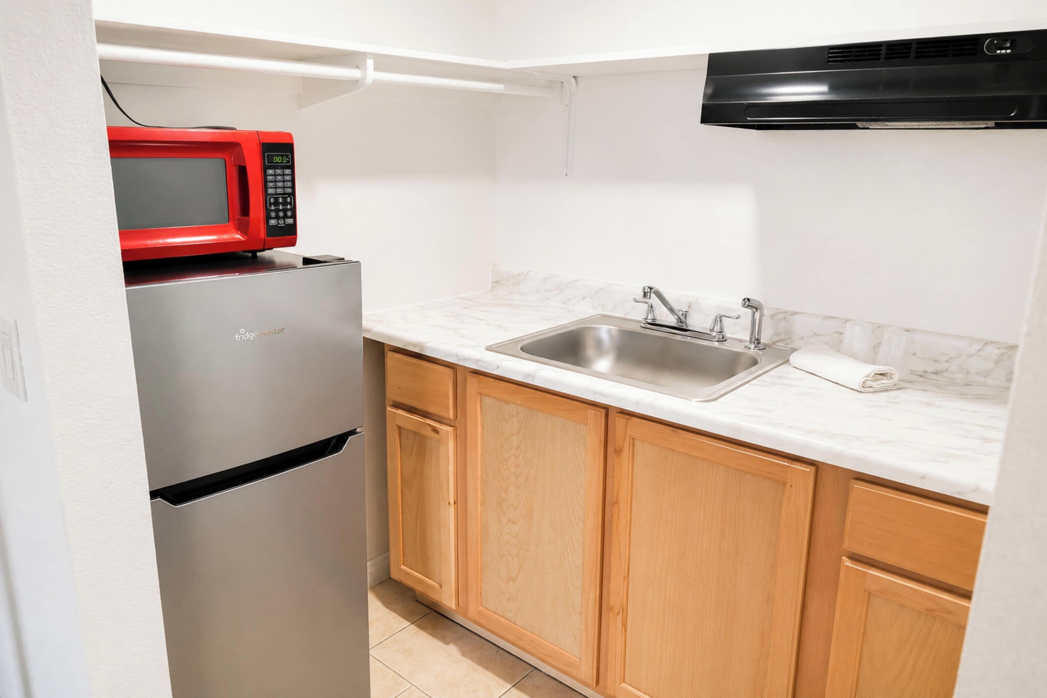 Microwave, dining table