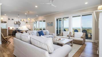 House, Multiple Beds, Patio, Beach View (711 Yellow Perch Rd) | Living area | 50-inch flat-screen TV with cable channels, TV