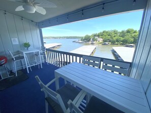Outdoor dining - B Lakefront! Remolded Boat Slip Ramp, Patio Views, Sleeps 4, Pool, Kitchen WI-FI (Osage Beach)