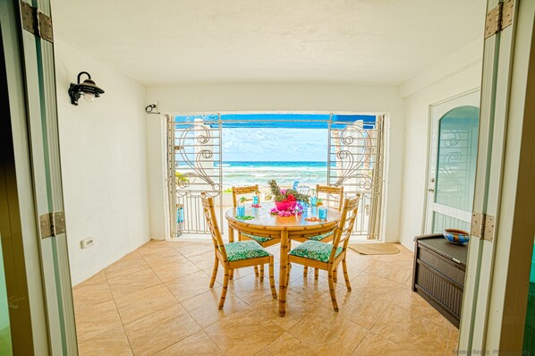 Basic Condo | In-room dining - Gorgeous Ocean Views! Welcome to Bella Breeze! BeachFront 2BR 2BA (Christiansted)
