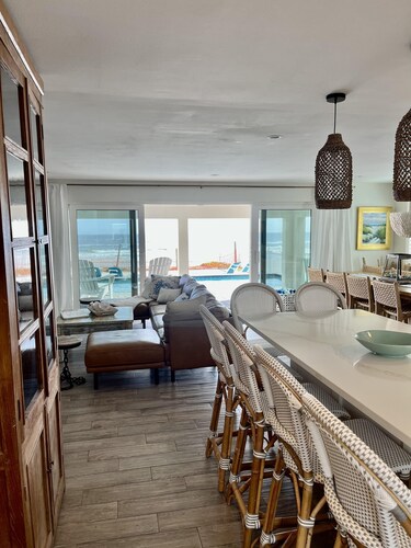 Renovated, direct oceanfront 5BR/6BA private pool home sleeps 16.