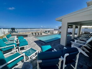 Pool - Renovated, direct oceanfront 5BR/6BA private pool home sleeps 16. (New Smyrna Beach)